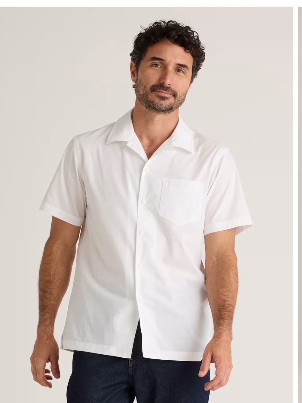 Organic Cotton Stretch Poplin Camp Shirt XL Men’s New White